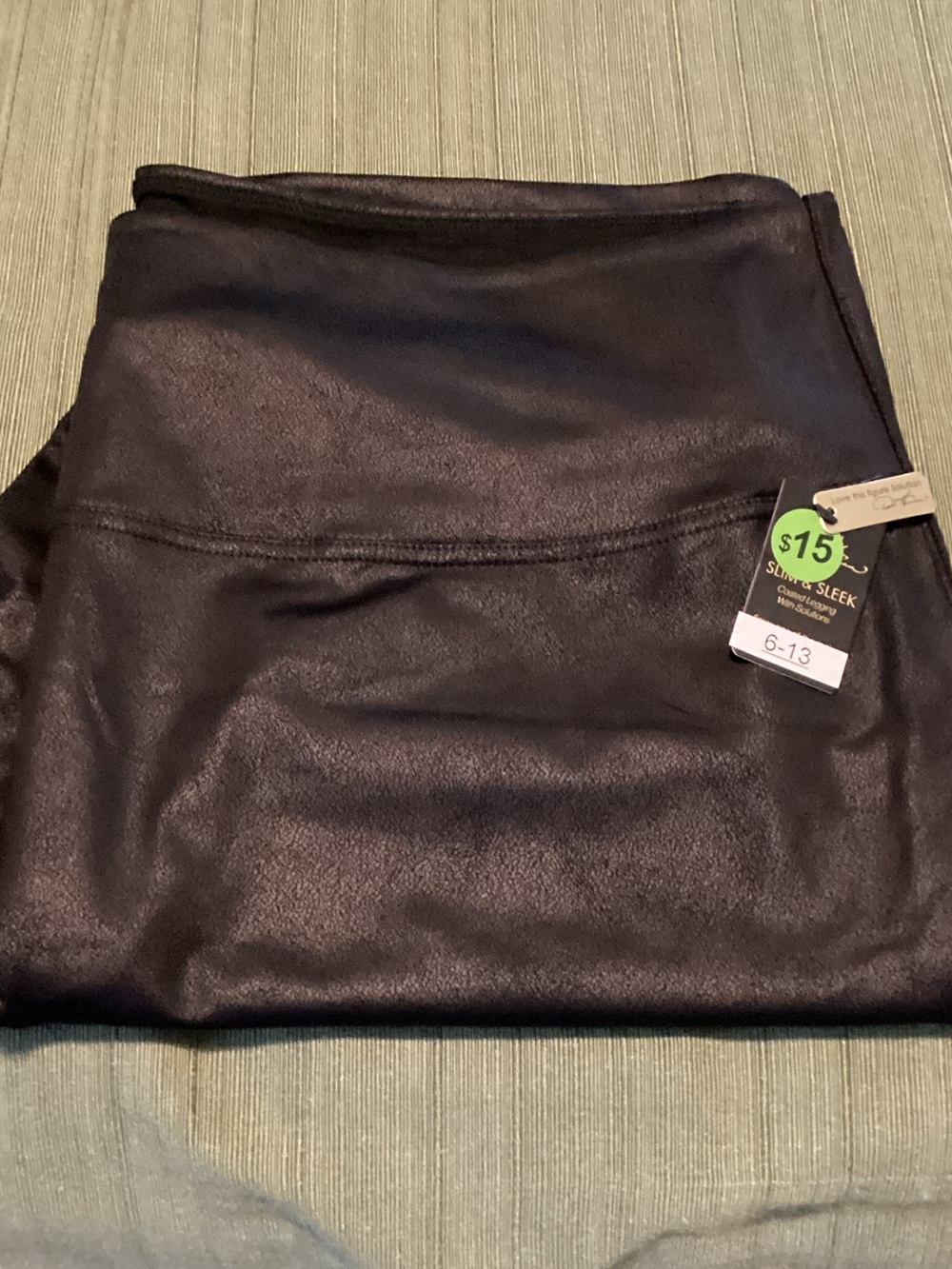 DG2 by Diane Gilman Faux Leather-Look Leggings in Deep Black